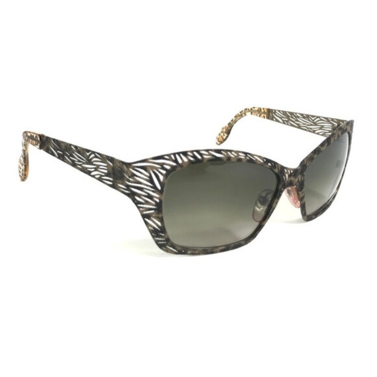 Vintage Lafont Paris Women's "Lome" Zebra Metal Cutout Frame Sunglasses W/ Case